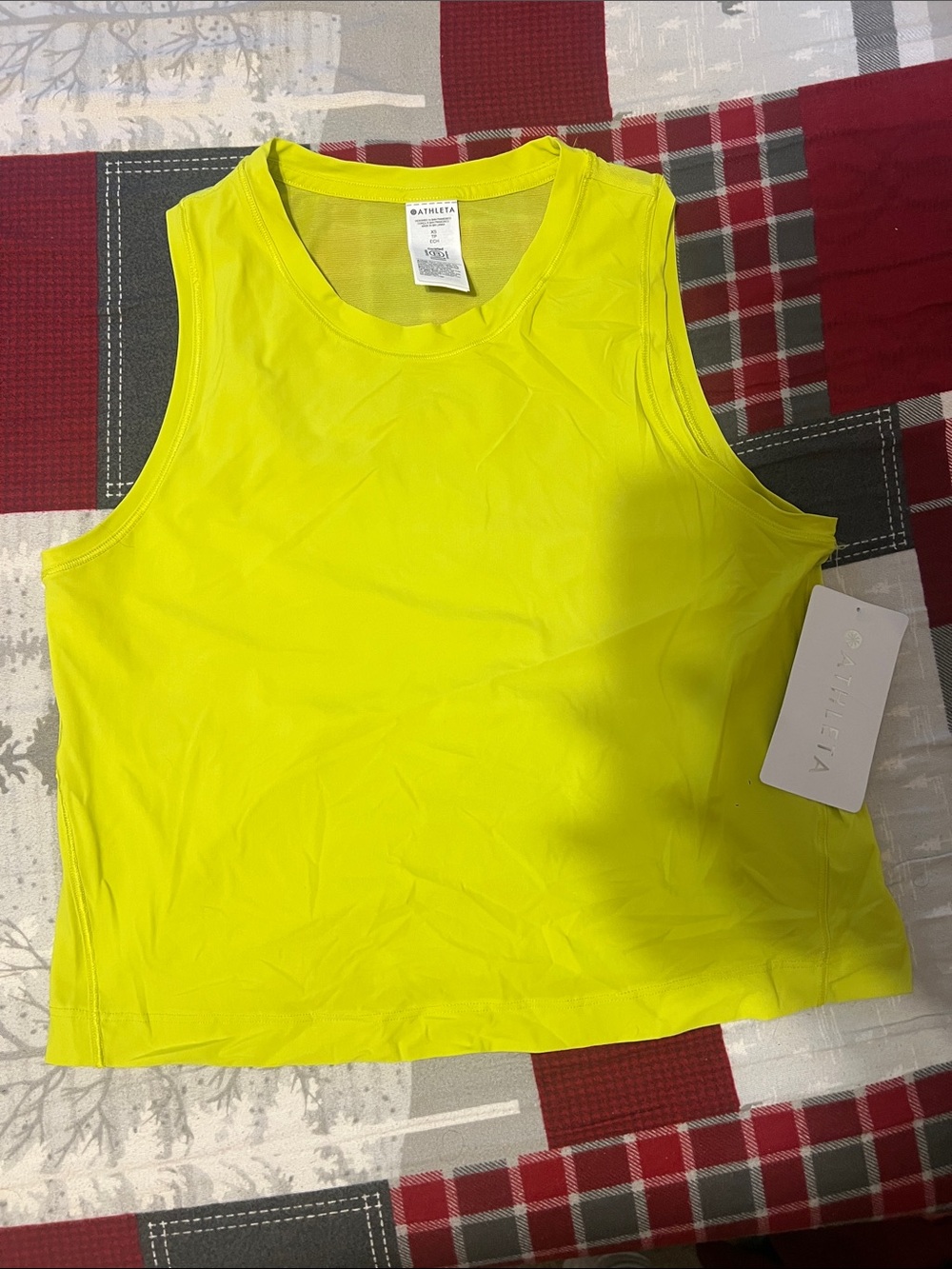 Athleta Neon Yellow Cropped Tank - Women's Athletic Top